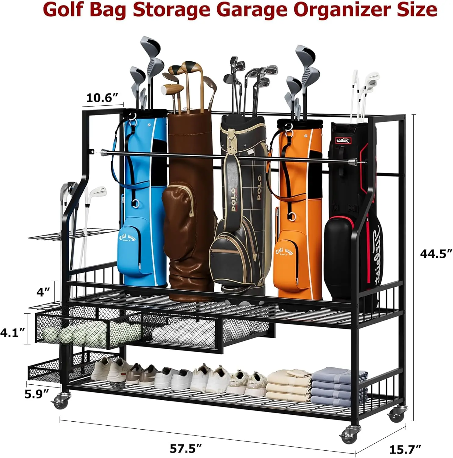Golf Equipment Garage Storage - Prateleira de Armazenamento Multifuncional para Sacos